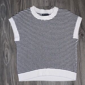 Black and White Striped Knit Top